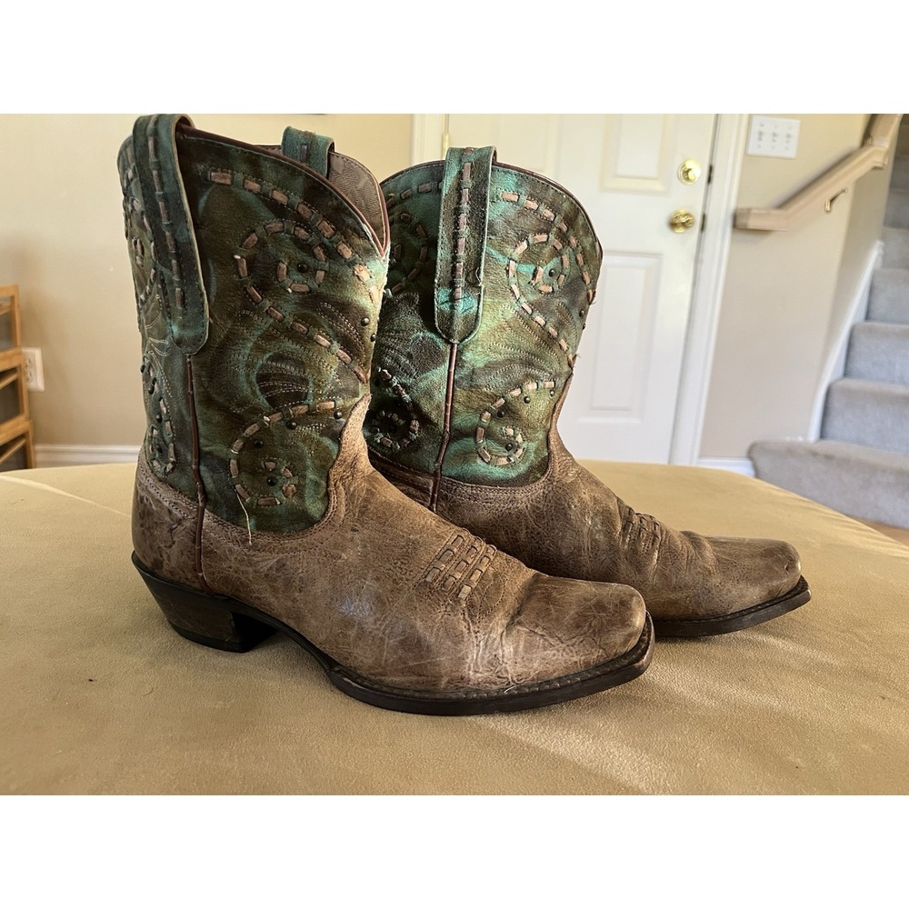 Tony Lama Painted Nubuck Shorty Cowgirl Boots Women's 9 B Style 6027